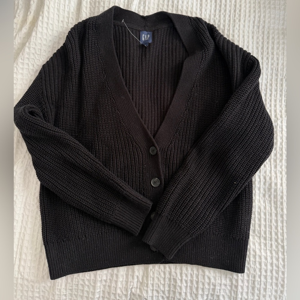 GAP womens Black V-Neck Cardigan